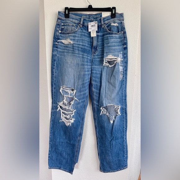 AMERICAN EAGLE SUPER HIGH WAISTED BAGGY STRAIGHT JEAN - Picture 1 of 9